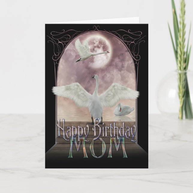 Carte d'anniversaire Maman - Swans (Devant)