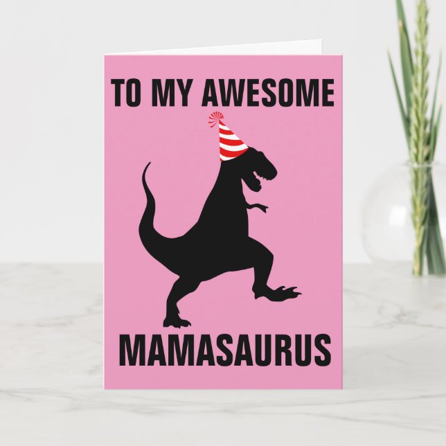 CARTE D'ANNIVERSAIRE MAMASAURUS DINOSAURE (Devant)