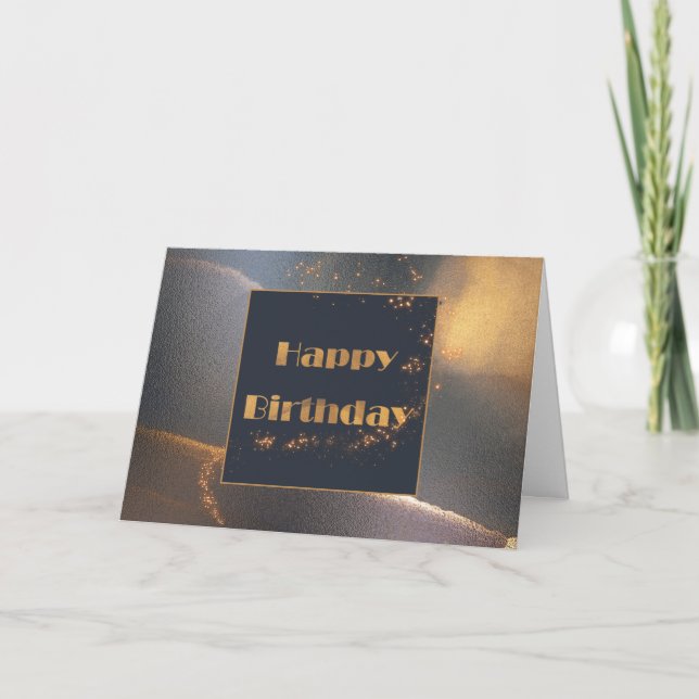 Carte d'anniversaire Marine et Gold Abstrait Ink (Devant)
