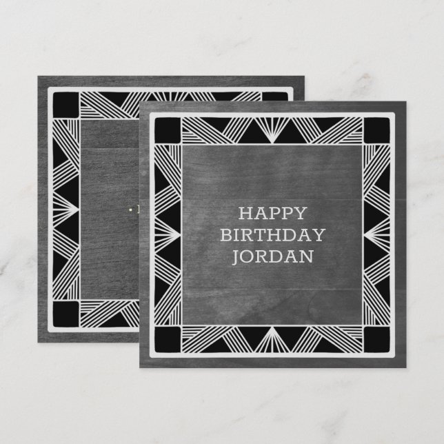 Carte d'anniversaire Masculine Gris en bois modern (Devant / Derrière)