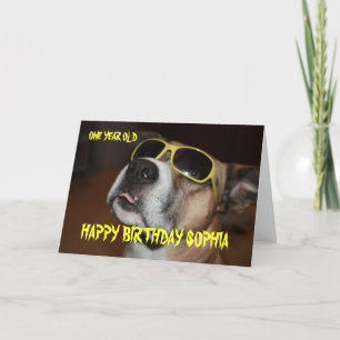 Carte d'anniversaire maximum de chien pour un an