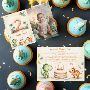 Carte d'anniversaire Merci Dinosaur Two-Rex Photo