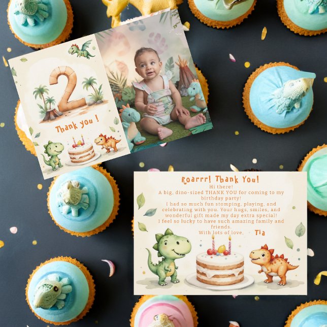 Carte d'anniversaire Merci Dinosaure Two-Rex Photo (Créateur téléchargé)