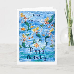 Carte d'anniversaire Mermaids pour un ami
