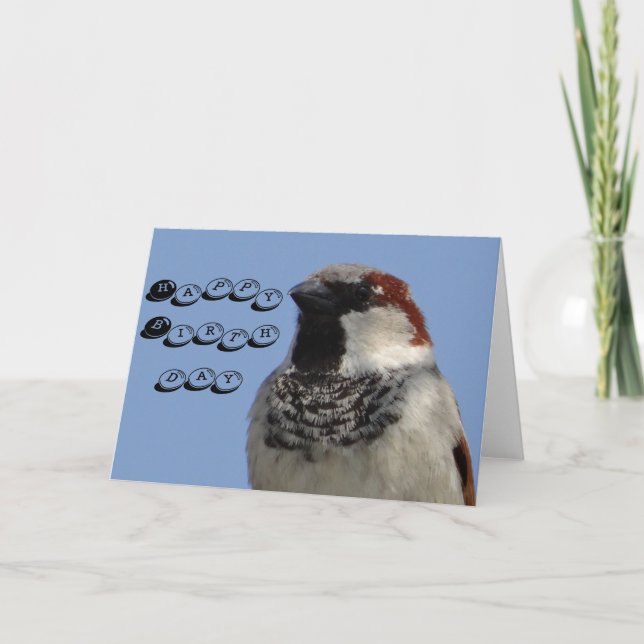Carte d'anniversaire mignon petit oiseau (Devant)