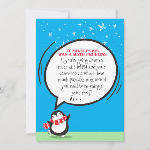 Carte d'anniversaire mignonne amusant Penguin Math