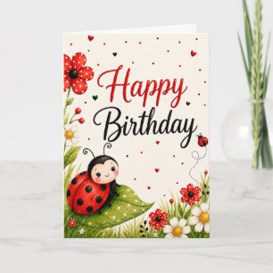 Carte d'anniversaire Mignonne Coccinelle