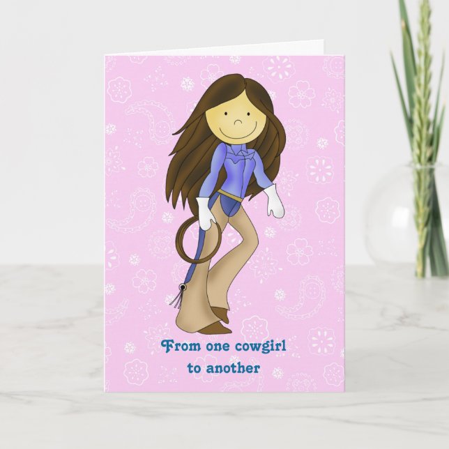 Carte d'anniversaire mignonne Cowgirl (Devant)