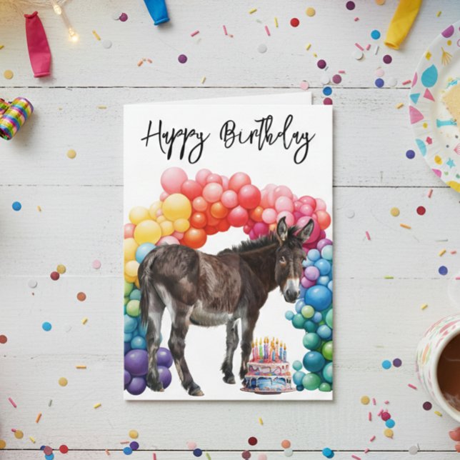 Carte d'anniversaire mignonne d'âne (Créateur téléchargé)