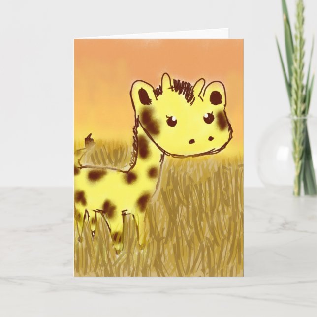Carte d'anniversaire mignonne de girafe (Devant)