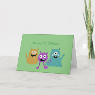 Carte d'anniversaire mignonne de monstres