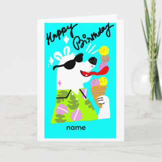 carte d'anniversaire mignonne d'ours polaire mange