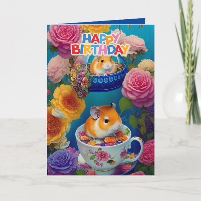 Carte d'anniversaire mignonne et drôle de hamsters (Devant)