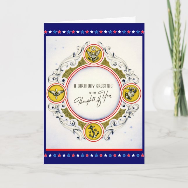 Carte d'anniversaire militaire vintage (Devant)
