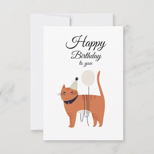 Carte d'anniversaire minimale pour chat (Devant)