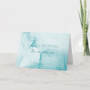 Carte d'anniversaire minimaliste bleu et blanc