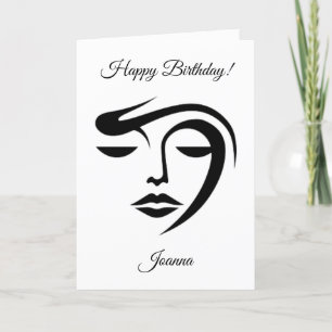 Carte d'anniversaire minimaliste en noir et blanc