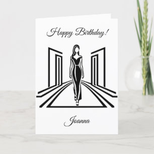 Carte d'anniversaire minimaliste noir et blanc Div