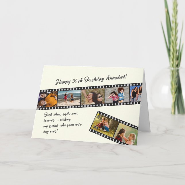 Carte d'anniversaire Modern Simple 7 Photo Film St (Devant)