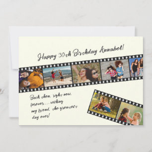 Carte d'anniversaire Modern Simple 7 Photo Film St