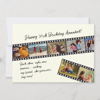 Carte d'anniversaire Modern Simple 7 Photo Film St