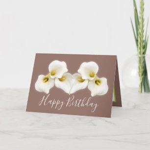 Carte d'anniversaire moderne aux callas blanches c