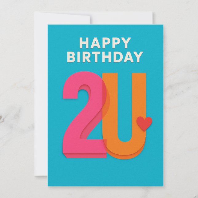 Carte d'anniversaire moderne Joyeux 2U Design (Devant)