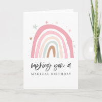 Carte d'anniversaire moderne Rainbow Magique
