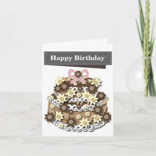 Carte d'anniversaire modifiable de gâteau au choco
