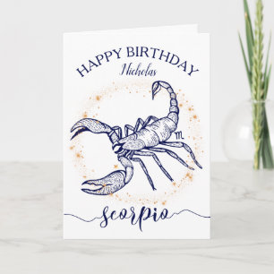 Carte d'anniversaire monochrome d'or de marine de