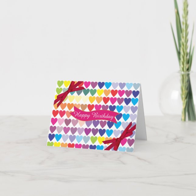 Carte d'anniversaire multicoeur (Devant)