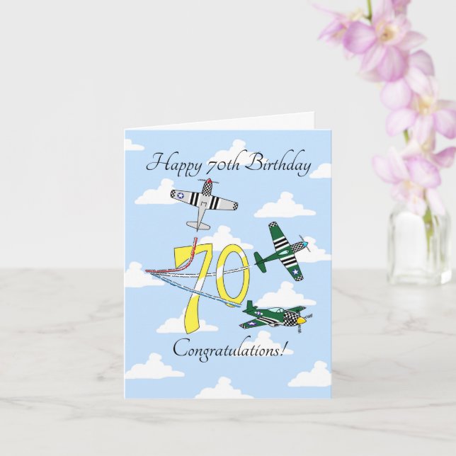 Carte d'anniversaire Mustangs 70e (Ciel bleu) (Orchidée)