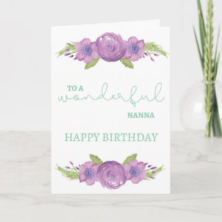 Carte d'anniversaire Nanna - Fleur d'aquarelle vio