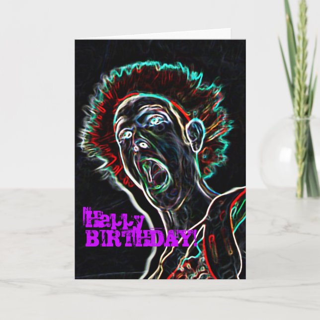 Carte d'anniversaire Neon Scream Face (Devant)