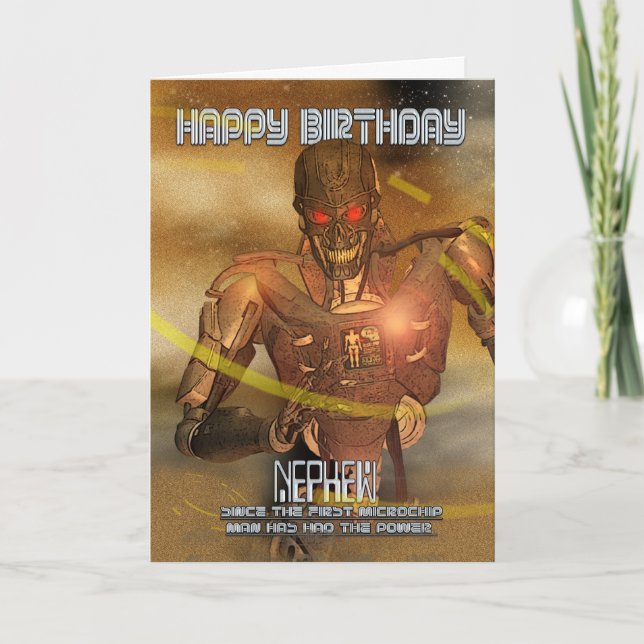 Carte d'anniversaire Nephew avec Cyborg - Robot mo (Devant)