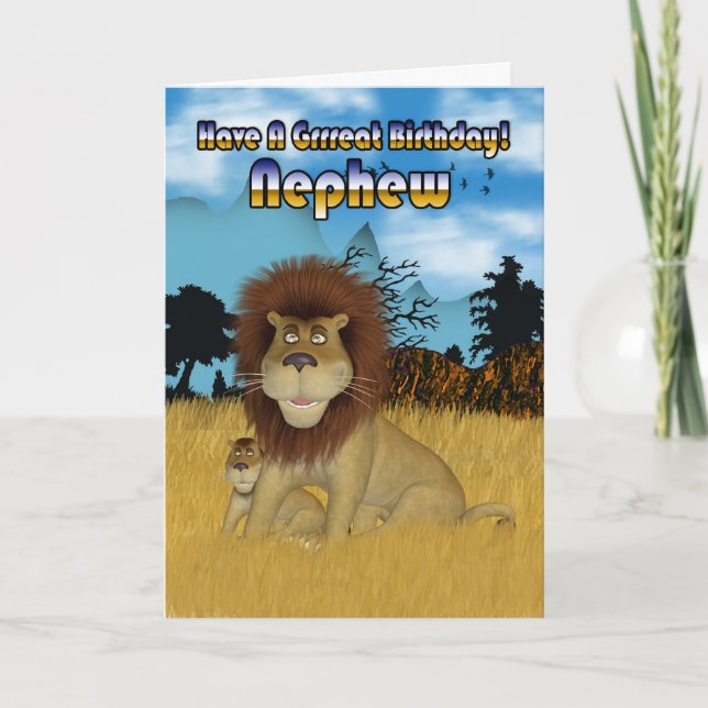 Carte d'anniversaire Nephew - Lion Et Cub (Devant)