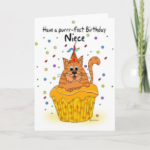 carte d'anniversaire nièce avec chat cupcake ginge