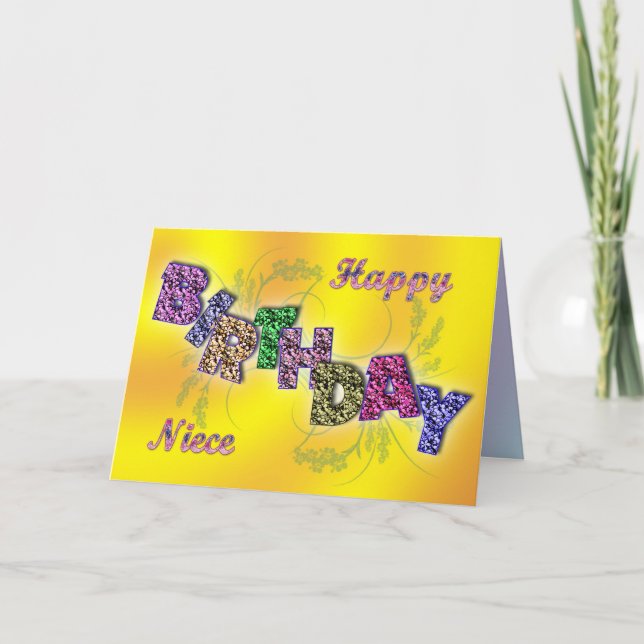 Carte d'anniversaire nièce avec texte floral (Devant)