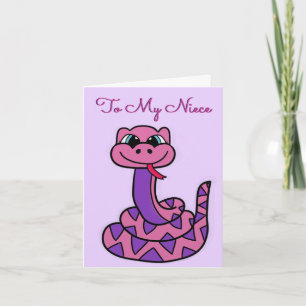 Carte d'anniversaire nièce - Serpent drôle