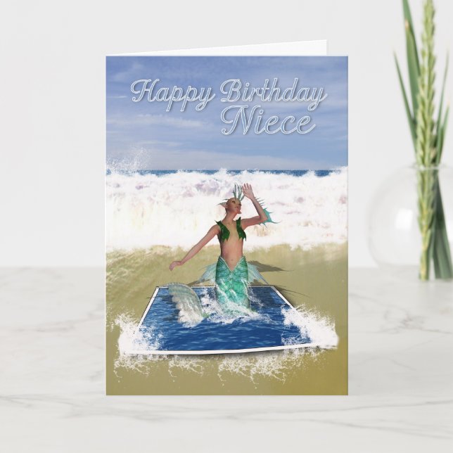 Carte d'anniversaire nièce - Sirène d'Imaginaire - (Devant)