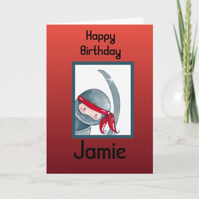 Carte d'anniversaire Ninja Aquarelle (Devant)