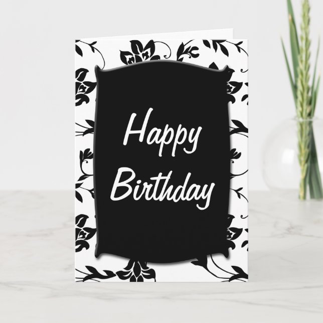 Carte d'anniversaire noire et blanche (Devant)