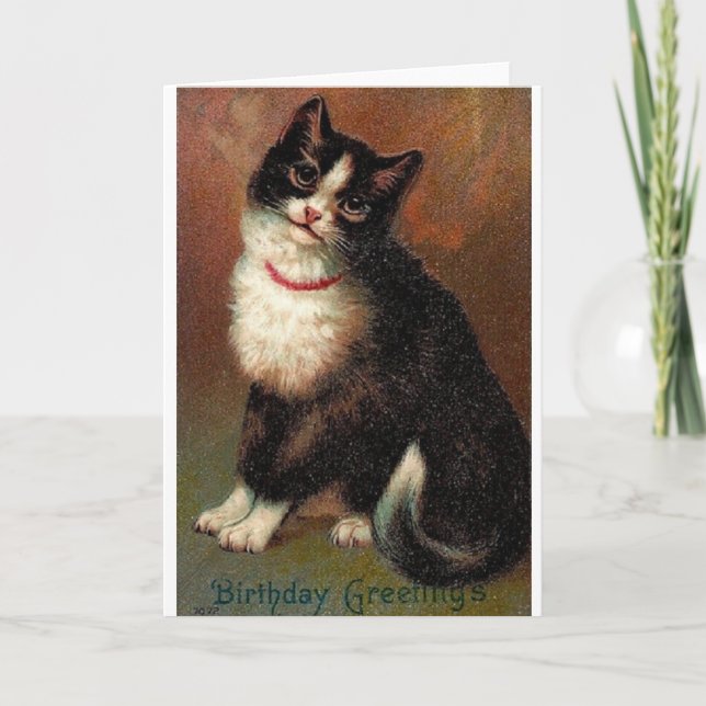 Carte d'anniversaire noire et blanche victorienne (Devant)