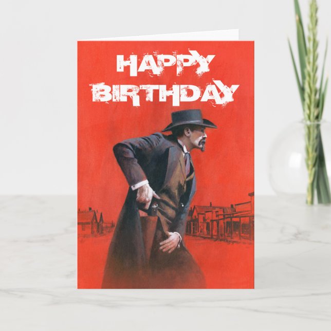 Carte d'anniversaire occidentale sauvage vintage (Devant)