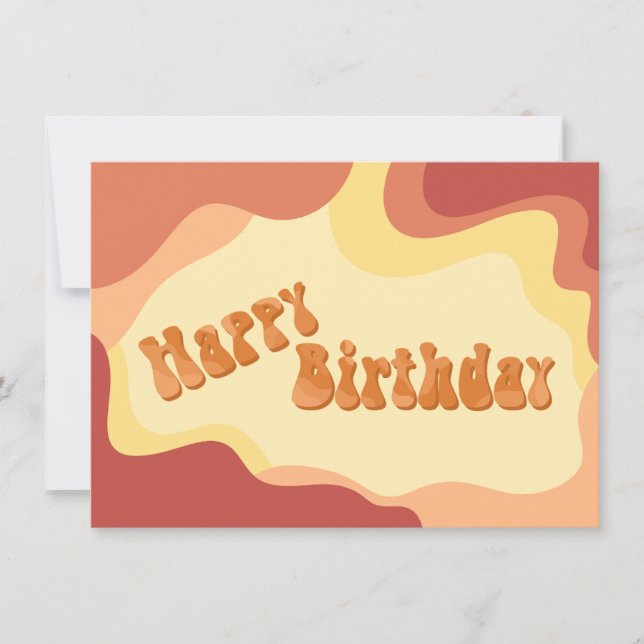 Carte d'anniversaire ondulée des années 70 chaleur (Devant)
