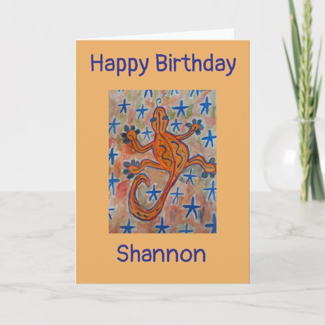 Carte d'anniversaire Orange Gecko (Devant)