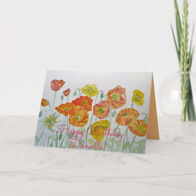 Carte d'Anniversaire Orange Red Poppy (Devant)