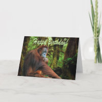Carte d'anniversaire Orangutan & Rainforest
