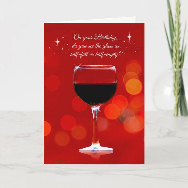 Carte d'anniversaire orientée de vin drôle (Devant)