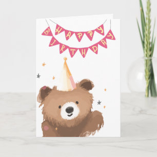 Carte d'anniversaire ours aquarelle